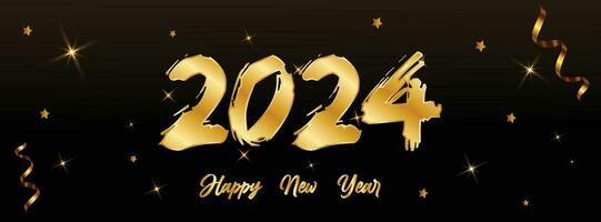 2024 Happy new year with Golden Texture Numbers vector