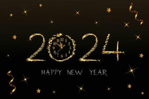 2024 Happy new year with Golden Texture Numbers vector