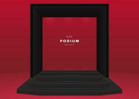 Podium black realistic minimal scene for mockup product display vector