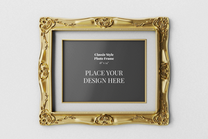 18x24 inch size picture luxury royal gold landscape wall frame with classic ornament realistic mockup 3d rendering illustration psd