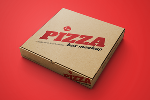 eco friendly packaging closed pizza food delivery cardboard kraft paper square box packaging realistic psd mockup