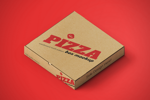 eco vriendelijk verpakking Gesloten pizza voedsel levering karton kraft papier plein doos verpakking realistisch psd mockup