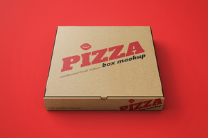 eco vriendelijk verpakking Gesloten pizza voedsel levering karton kraft papier plein doos verpakking realistisch psd mockup