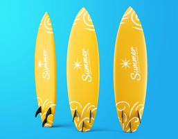 summer sport surfboard editable mockup design template set isolated psd