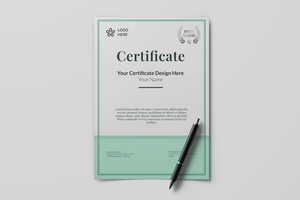 verticale minimo a4 certificato realizzazione carta con nero firma penna realistico modello modello isolato