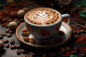 Ai Generative Photo of a cup of latte