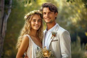 ai generativo foto retrato de un Pareja en Boda día