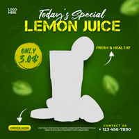 Lemon juice social media post and template psd
