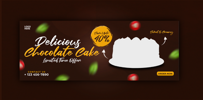 Delicious cake Facebook cover banner and template psd