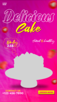 Delicious strawberry cake Instagram and Facebook story post psd