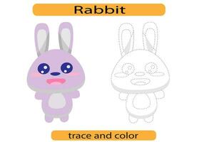 Tracing lines for children's development, funny rabbit, handwriting practice for children, vector EPS10