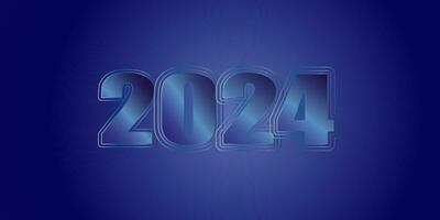 Happy New Year 2024. Blue bright gradient number 2024 vector background for poster, banner, congratulation. EPS10