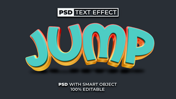 Jump 3D PSD Text Effect Curved Style. Editable Text Effect.