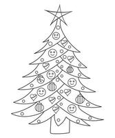 Navidad adornos conjunto con pelotas, copos de nieve, sombreros, estrella, Navidad árbol, naranja, calcetín, regalo, bebida y guirnaldas vector