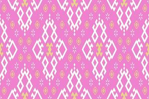 Pink traditional ethnic pattern paisley flower Ikat background abstract Aztec African Indonesian Indian seamless pattern for fabric print cloth dress carpet curtains and sarong vector