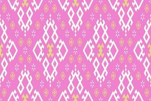 Pink traditional ethnic pattern paisley flower Ikat background abstract Aztec African Indonesian Indian seamless pattern for fabric print cloth dress carpet curtains and sarong vector