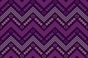 Purple cross stitch traditional ethnic pattern paisley flower Ikat background abstract Aztec African Indonesian Indian seamless pattern for fabric print cloth dress carpet curtains and sarong vector