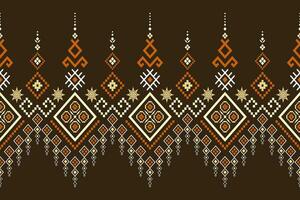 Nature vintages cross stitch traditional ethnic pattern paisley flower Ikat background abstract Aztec African Indonesian Indian seamless pattern for fabric print cloth dress carpet curtains and sarong vector