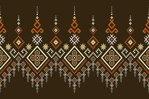 Nature vintages cross stitch traditional ethnic pattern paisley flower Ikat background abstract Aztec African Indonesian Indian seamless pattern for fabric print cloth dress carpet curtains and sarong vector