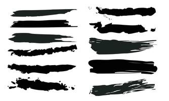vector brush strokes collection, Ink splatters, grungy painted lines, artistic chalk charcoal scribble set bundle on white background isolated