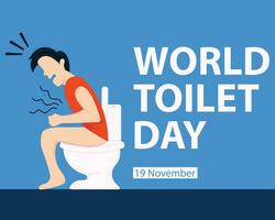 illustration vector graphic of a man is pushing in the toilet, perfect for international day, world toilet day, celebrate, greeting card, etc.