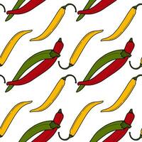 Abstract colorful seamless pattern of chili pepper in trendy bright colors. Latin American condiment vector