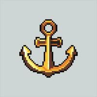 Pixel art illustration Anchor. Pixelated Anchor. Ship anchor ocean icon pixelated for the pixel art game and icon for website and video game. old school retro. vector