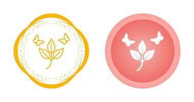 Butterflies over Plants Vector Icon