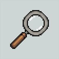 Pixel art illustration magnifying glass. Pixelated lup. magnifying glass lup icon pixelated for the pixel art game and icon for website and video game. old school retro. vector