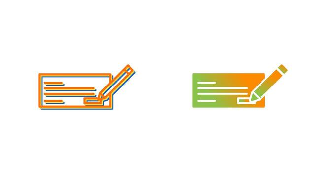 icono de vector de cheque de escritura