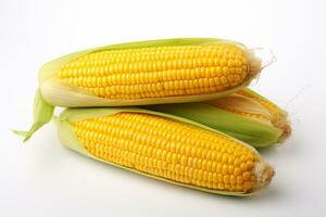 Image of peeled corn on plain background AI Generative photo