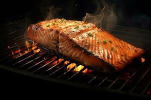 Shot of delicious grilled salmon AI Generative photo