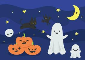 cute halloween ghost illustration october background vector