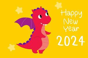 Happy new year 2024, year of dragon vector illustration