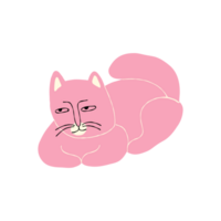 quadrinho Rosa gato com adorável face. mão desenhado desenho animado quadrinho ilustração png