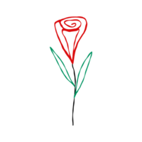 Linear red rose. illustration in modern doodle style png