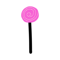 pink lollipop illustration in doodle cartoon style png