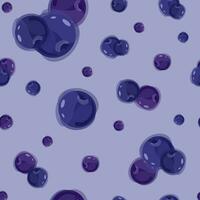 Juicy blueberry pattern on a light blue background with blue berries of different sizes. Seamless. Summer. Vector