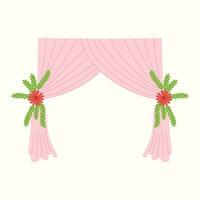 Curtain with flower, Wedding Curtain, Wedding decoration, Wedding party element illustration vector