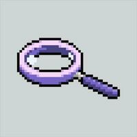 Pixel art illustration magnifying glass. Pixelated lup. magnifying glass lup icon pixelated for the pixel art game and icon for website and video game. old school retro. vector