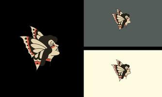 face women and wings vector mascot design