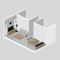 Living Room 3D Isometric Vector Illustration