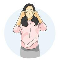 girl standing crying sad in problem vector