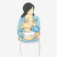 mother hug crying baby skin irritation vector