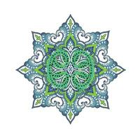 un vibrante azul y verde mandala flor con delicado hojas vector