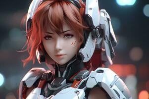 3d render of Mecha robot anime girl AI Generative photo