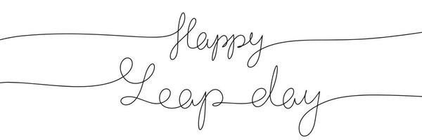 Happy Leap day one line continuous text. Vector illustration.