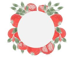 Hand Drawn Pomegranate Illustration Wreath vector