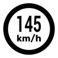 Speed limit sign 145 km h icon vector illustration
