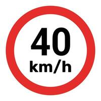 velocidad límite firmar 40 km h icono vector ilustración
